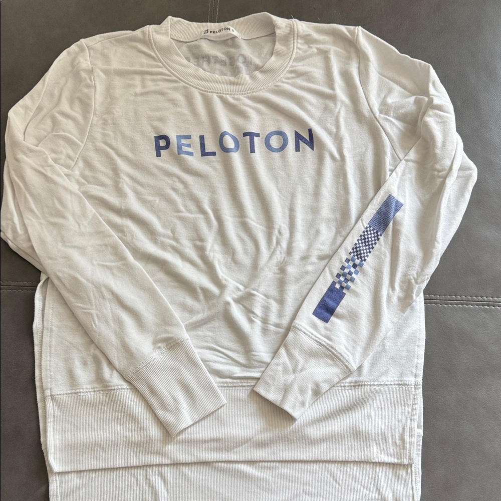 Peloton White and Blue Long Sleeve Womens Long Sleeve Tee